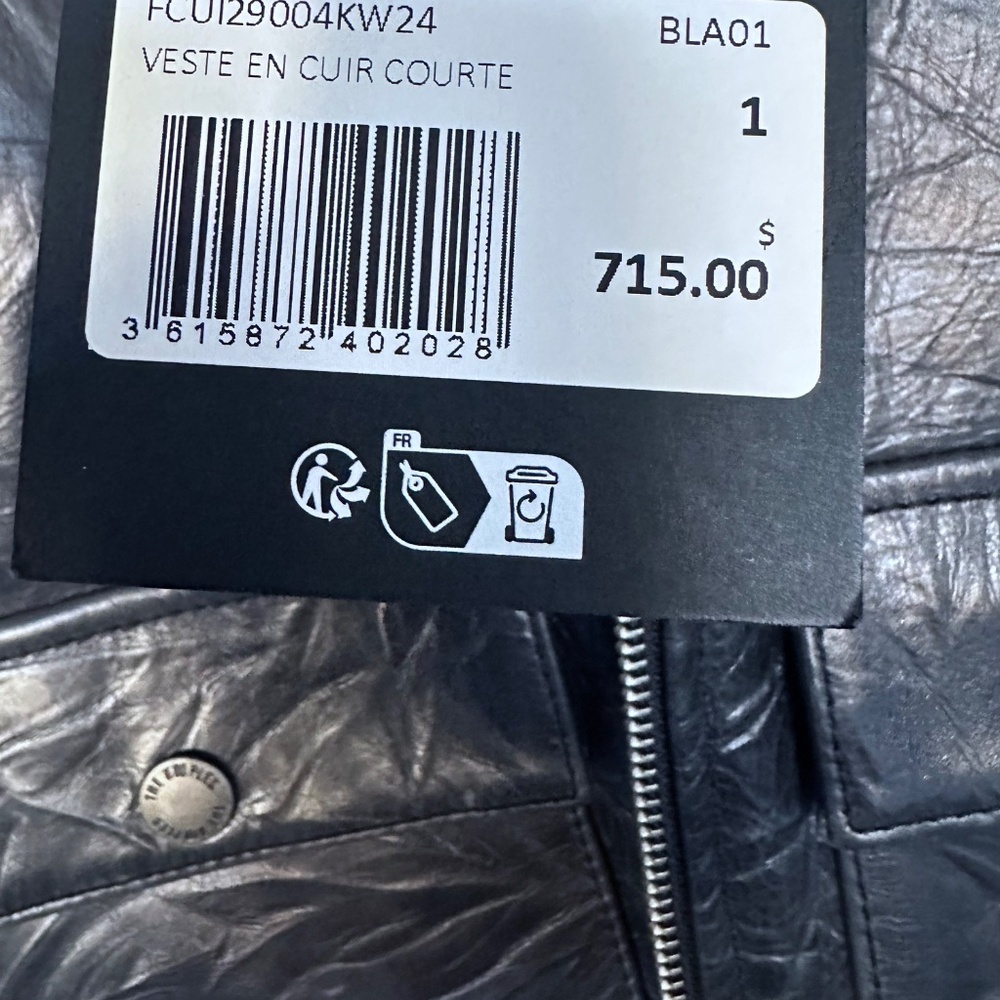 🖤⛓️NWT | The Kooples | Distressed Cowhide Leather Cropped Jacket | $715 RETAIL! - Picture 10 of 11